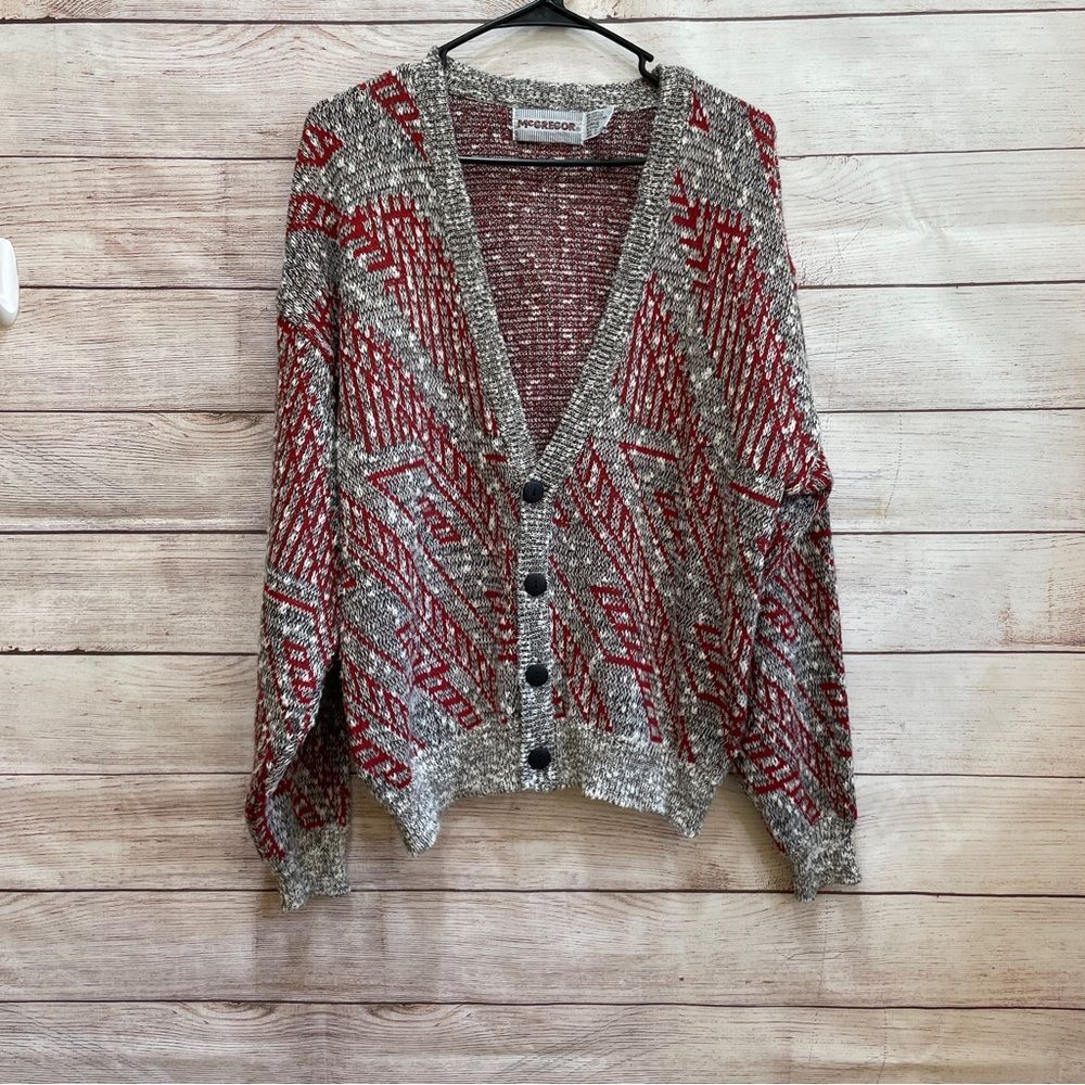 VINTAGE MCGREGOR GRANDPA SWEATER IN RED AND GRAY‎